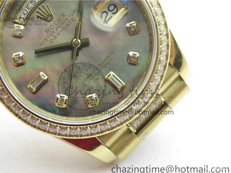 0503 Day-Date 36mm 128235 YG Crystal BP Best Edition Gray MOP Crystal Marker Dial on YG President Bracelet A MultiPurpose 2675